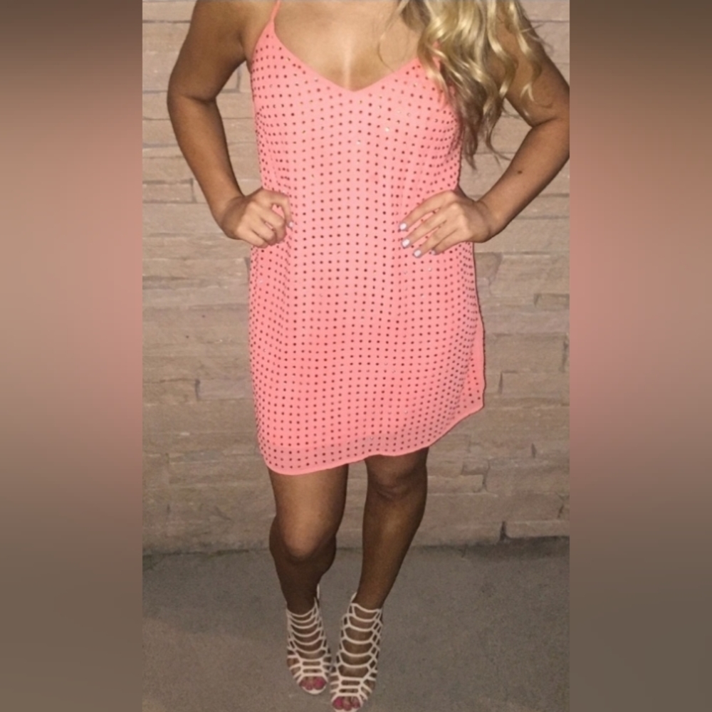 Coral Pink Spaghetti Strap Shift Dress